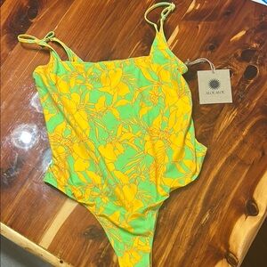 Aloé Aloé Yellow and Green Floral Swimsuit